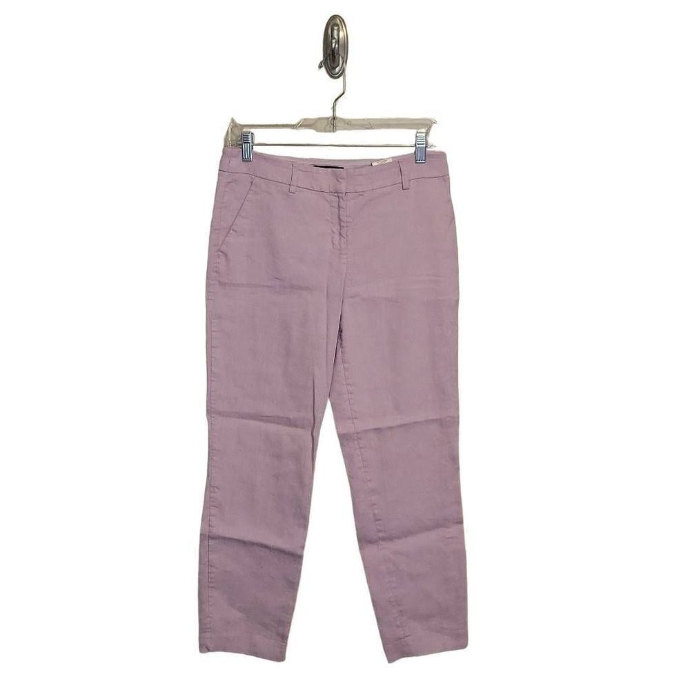 Express Mid Ride Stretch Columnist Ankle Linen Blend Pants